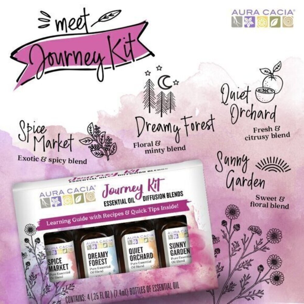 🆕Aura Cacia Journey to Diffusion Kit 4 Pure Essential Oils Blends Citrus Spice